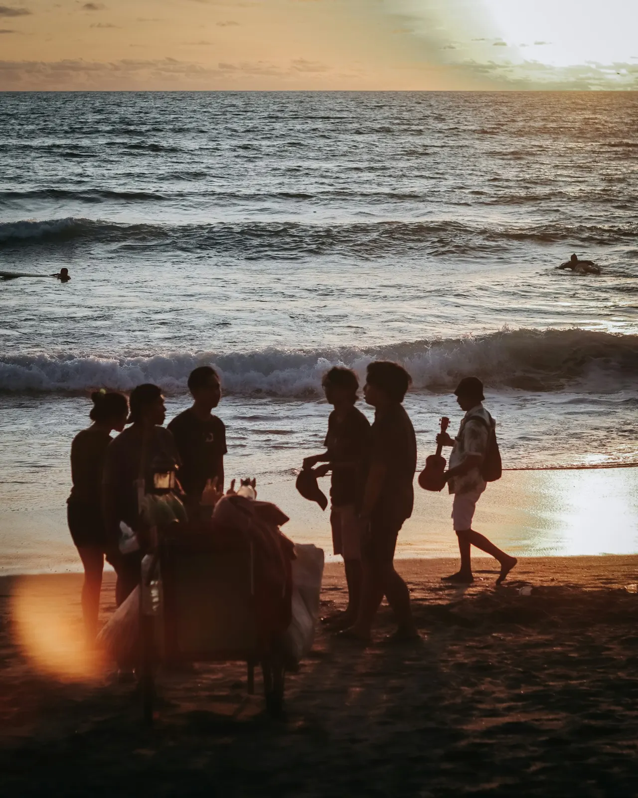 People gathering together on an Aruba beach